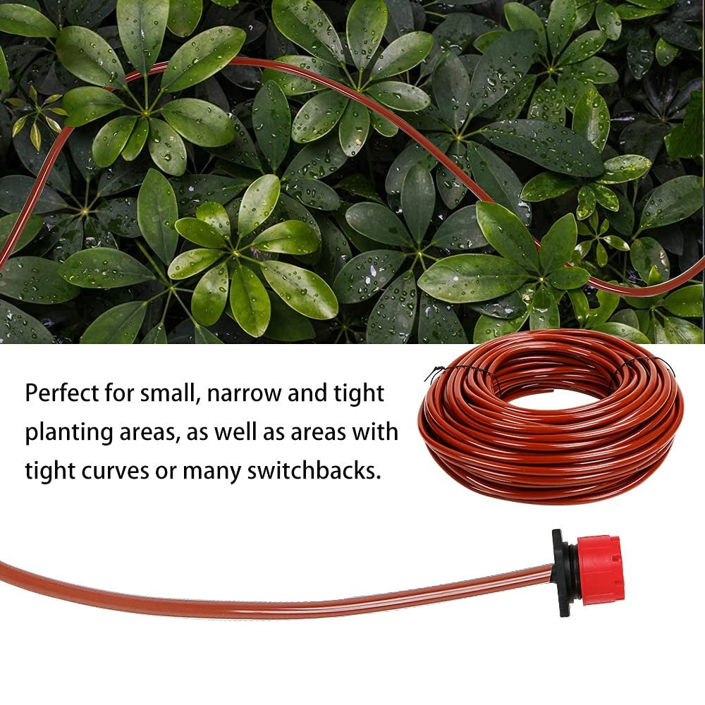 Flantor Drip Irrigation Tubing - 100ft 1/4 inch Drip Irrigation Sytem Plant Watering System 15 Adjustable Drippers + Punch Tool Automatic Irrigation Equipment Set for Garden Patio Lawn