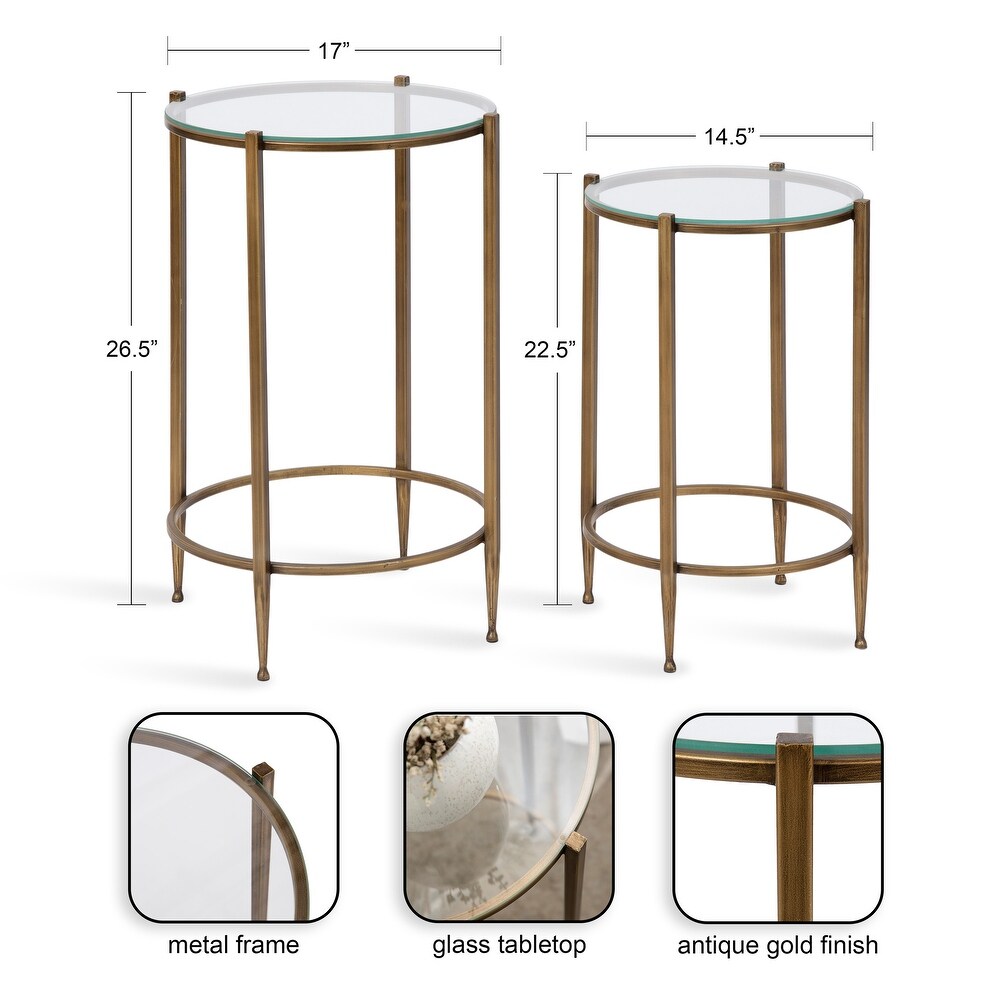 Kate and Laurel Solange Metal and Glass Nesting Tables 2 Piece Set