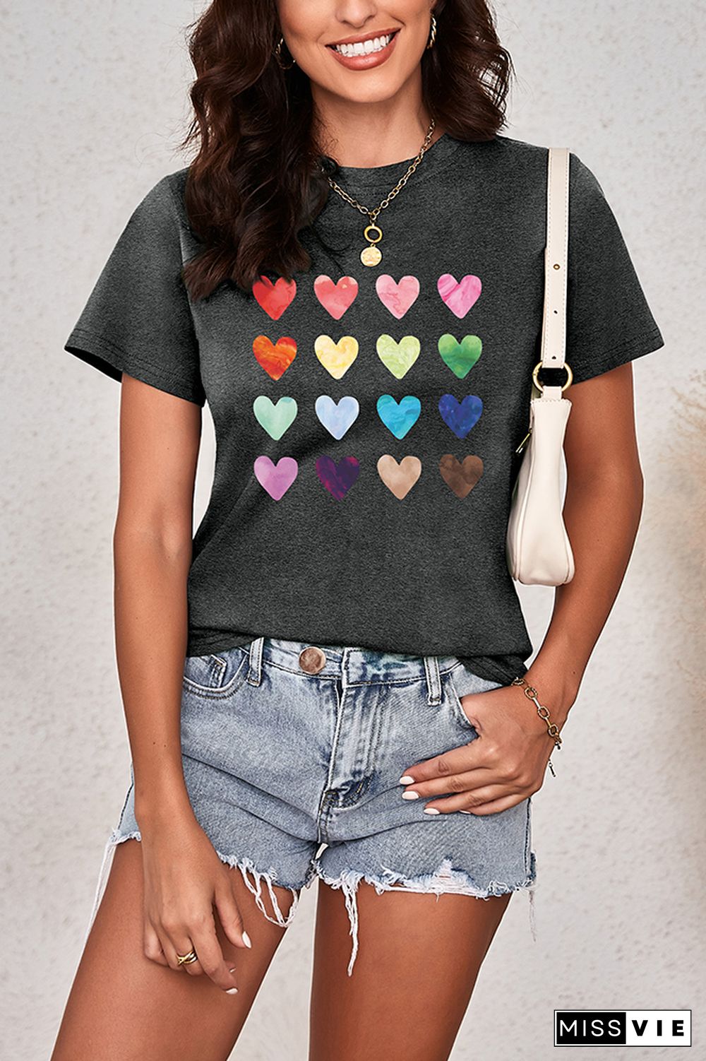 Watercolor Heart Tee, Heart Graphic Shirt Wholesale