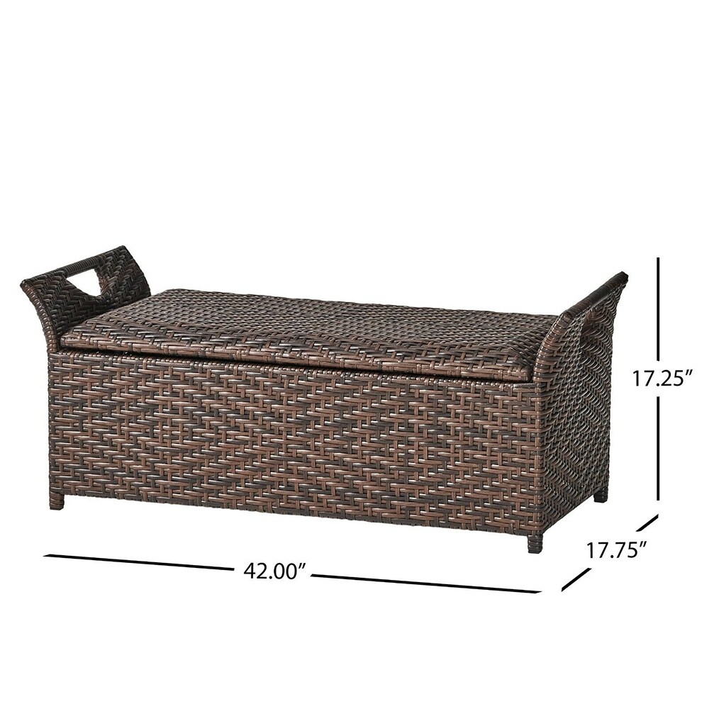 Outdoor Brown Wicker Storage Ottoman