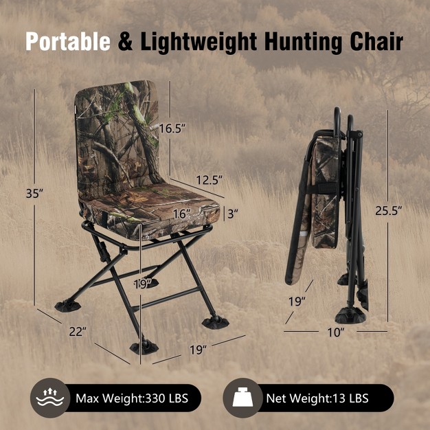 Costway Folding Silent Swivel Blind 360 swivel Hunting Chair W all terrain Foot Pads