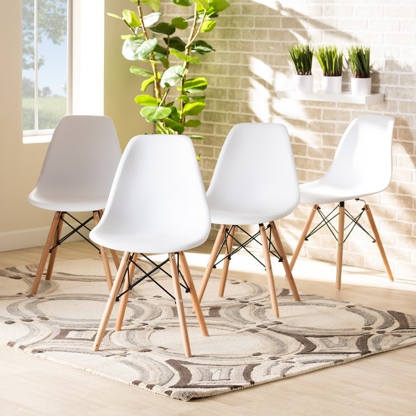 Jaspen Modern and Contemporary Plastic and Wood Dining Chair Set (4pc)