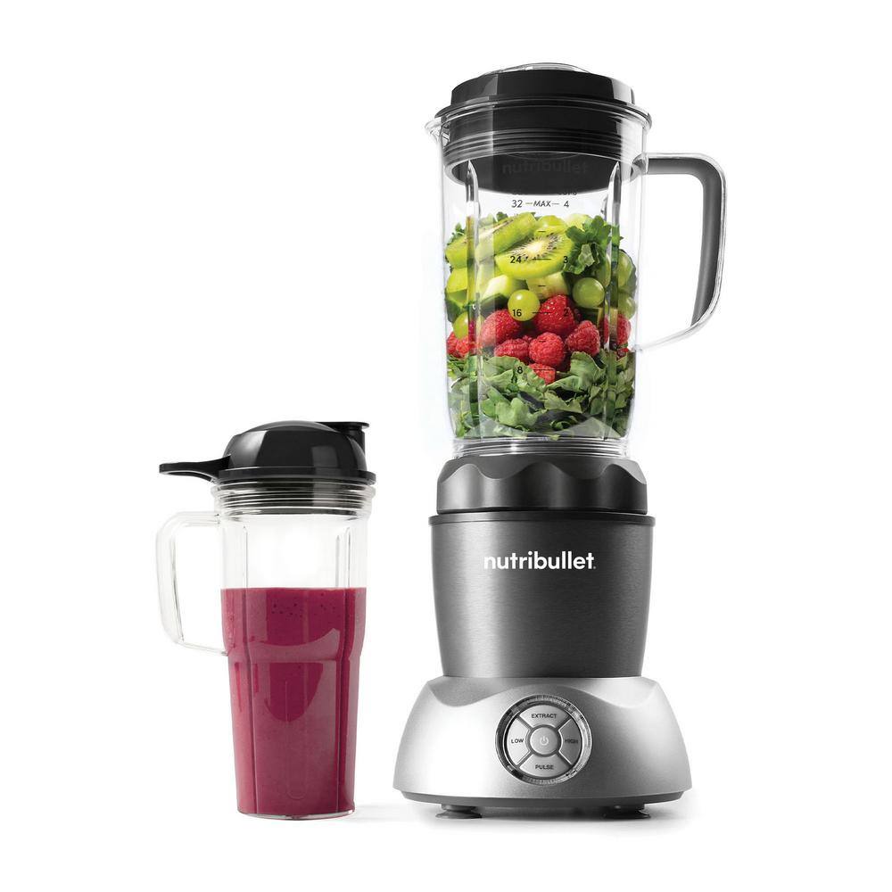 NutriBullet Select 32 oz. 2-Speed Gray Blender with Additional Pitcher and Lids NB-50200