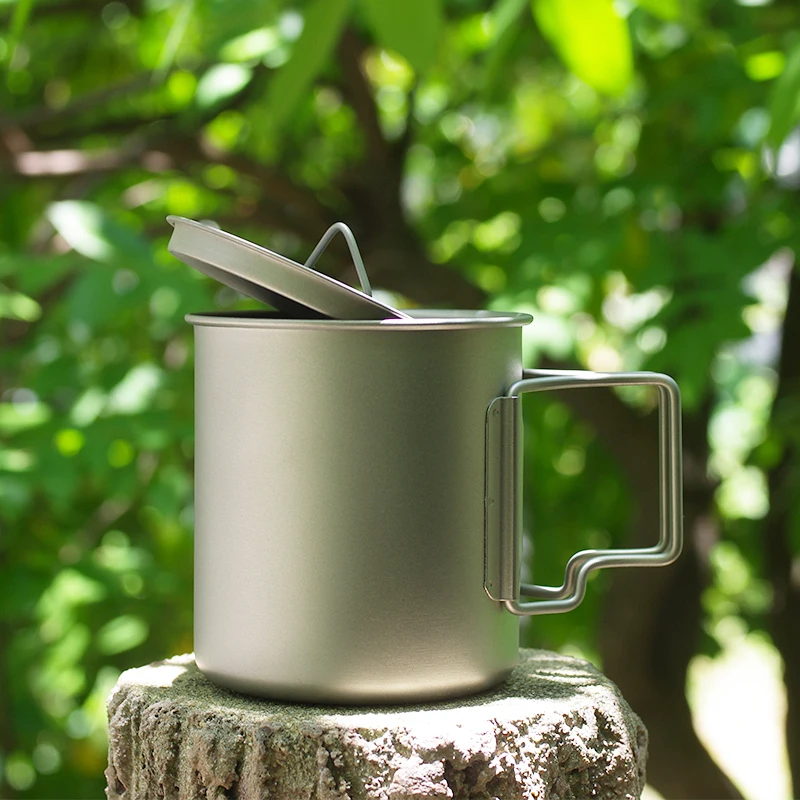 Pure Titanium Outdoor hiking cup ultralight  350ml 450ml  foldable Mug titanium cup camping