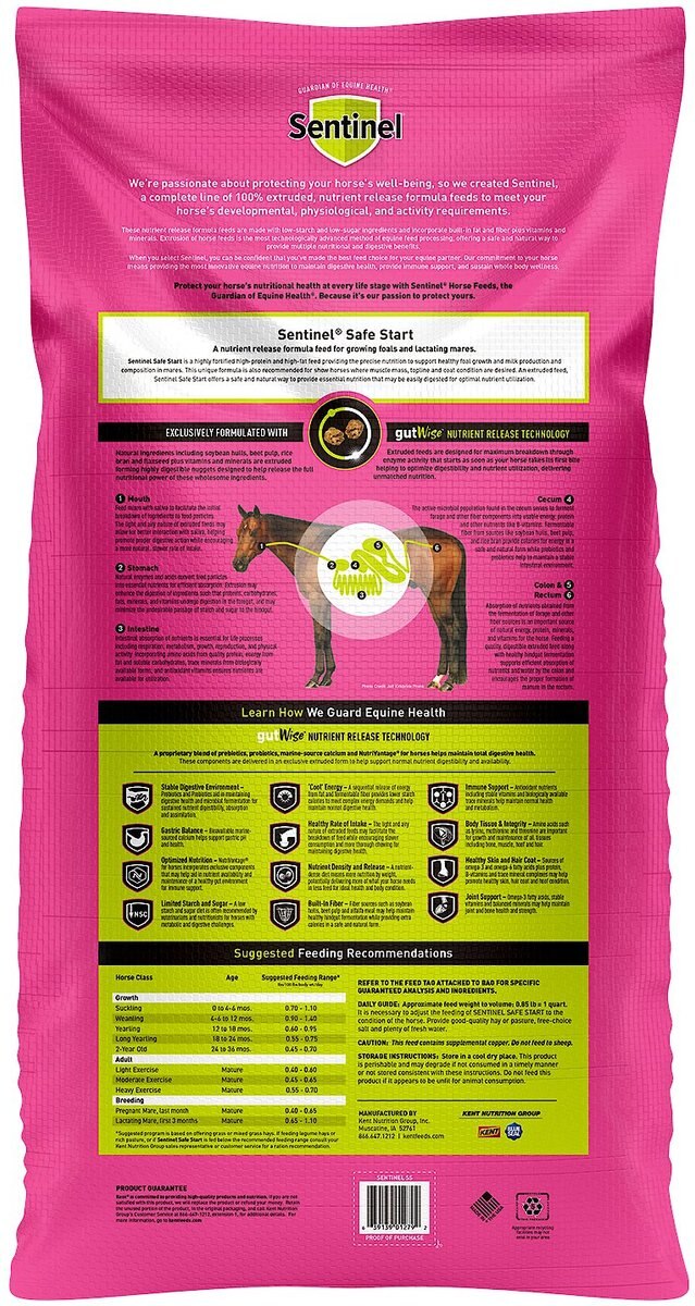 Kent Sentinel Safe Start Horse Food， 50-lb bag