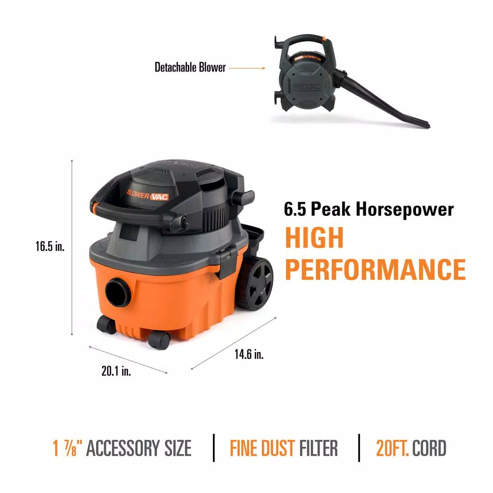 RIDGID 4 Gal. 6.0-Peak HP Wet Dry Vac with Detachable Blower and#8211; XDC Depot