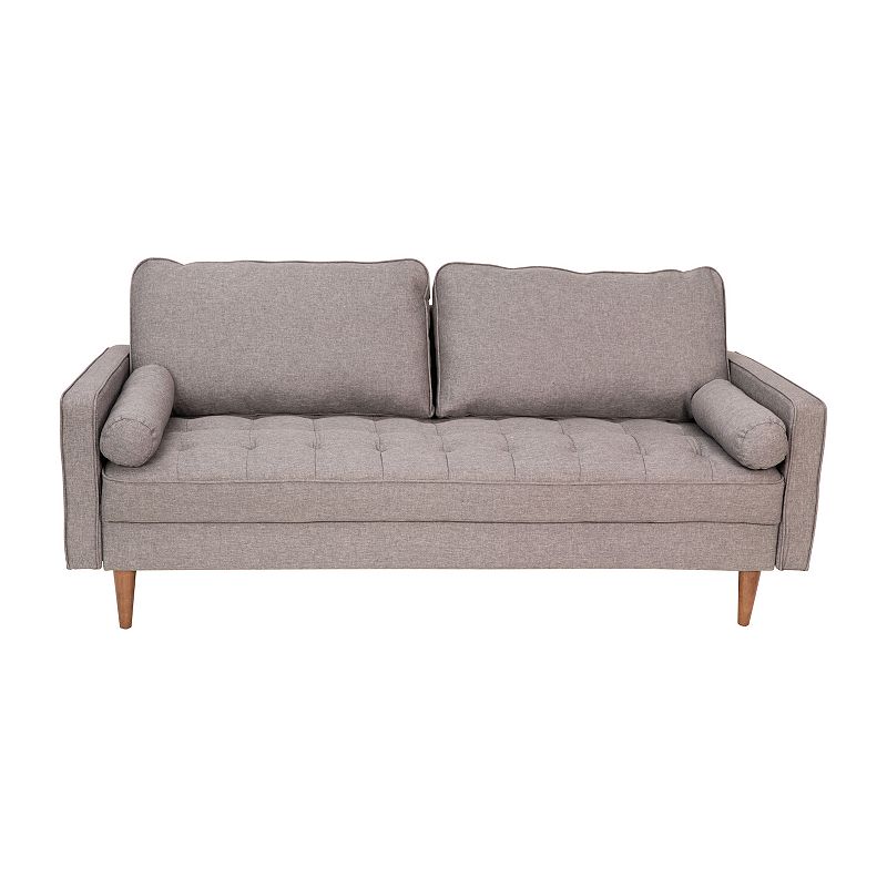 Emma and Oliver Holden Upholstered Mid-Century Modern Pocket Spring Sofa with Wooden Legs and Removable Back Cushions