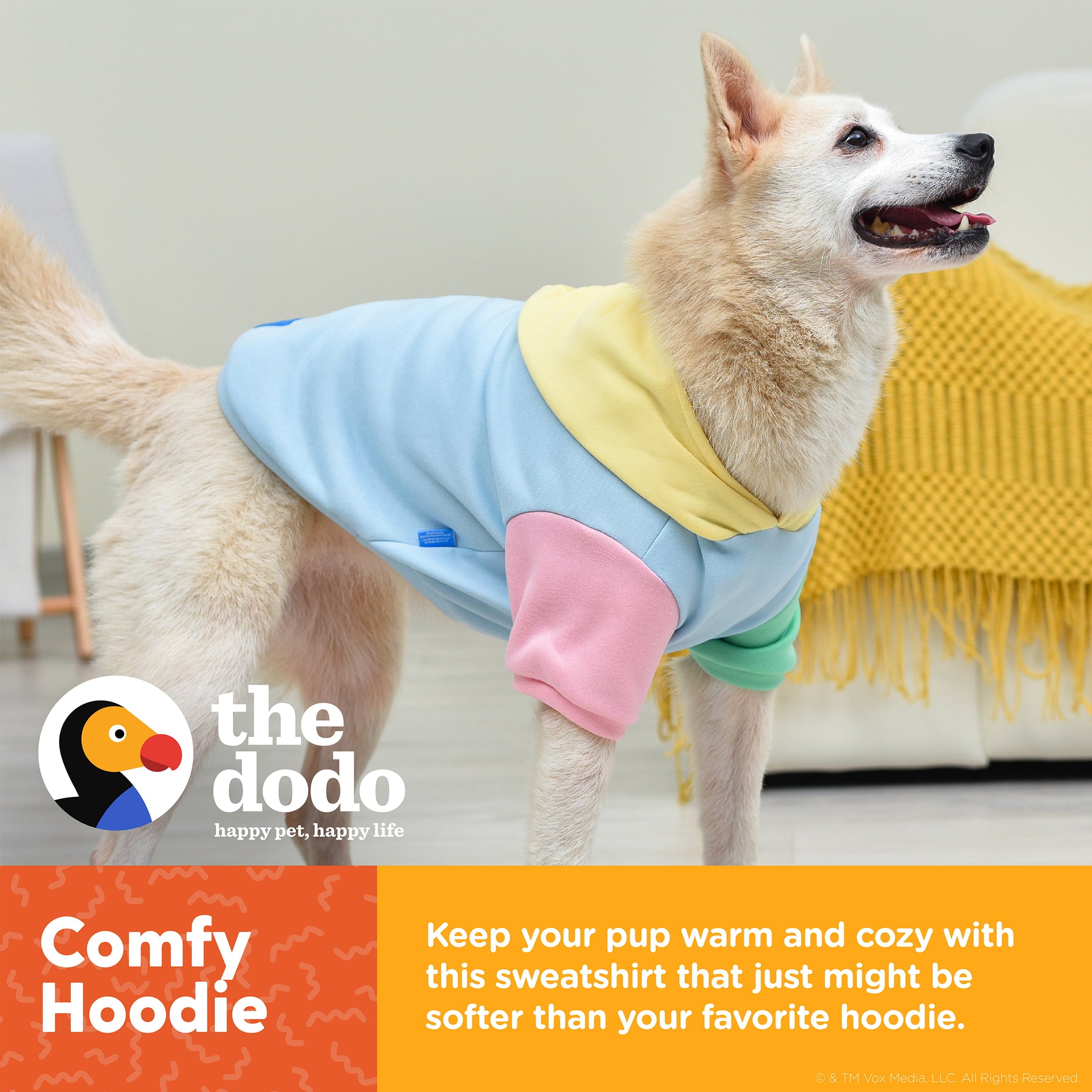 The Dodo Pastel Colorblock Dog Hoodie - Medium