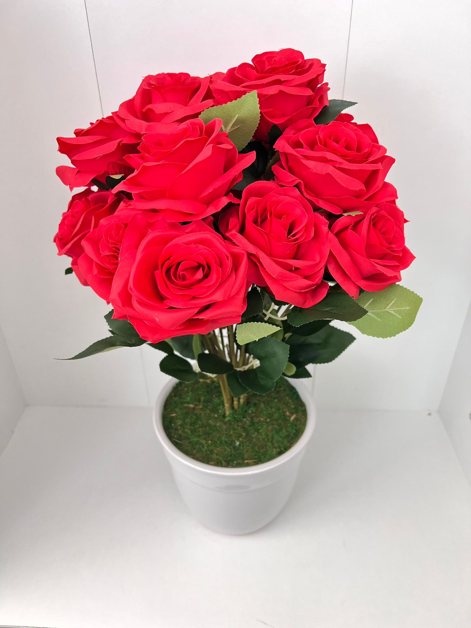 Beautiful Multicolored Roses in Ceramic Pot -Artificial