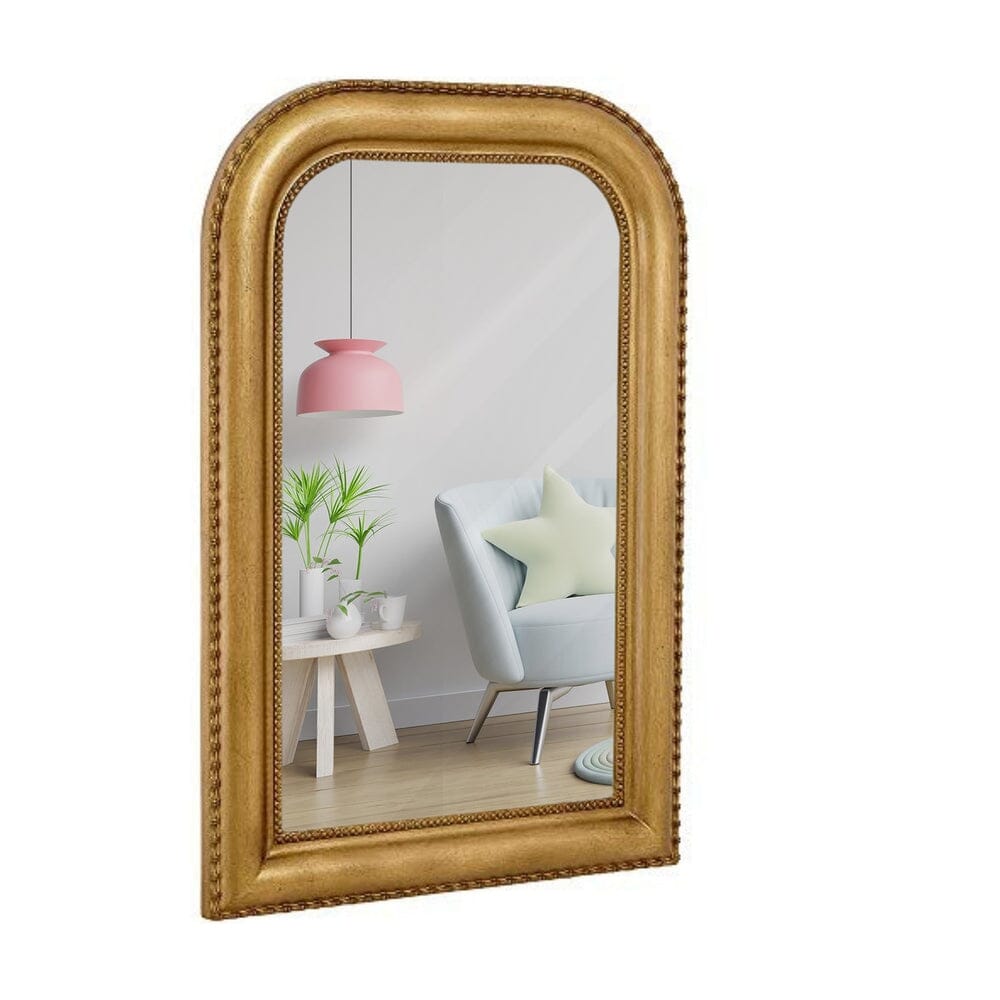 Hamilton Hills Thick Rounded Top Gold Rich Framed Wall Mirror 36