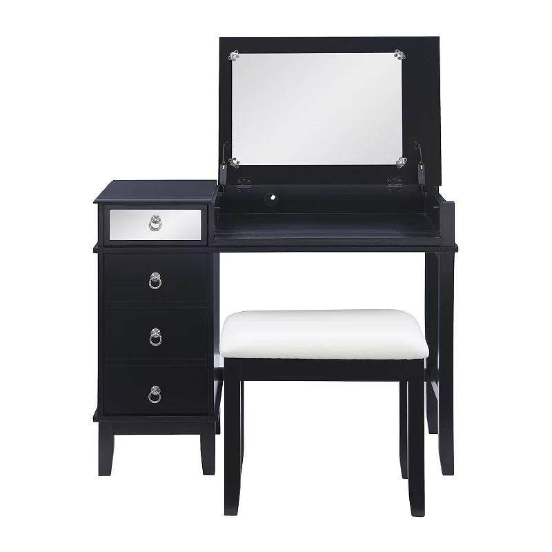 Linon Eva Vanity Table and Stool 2-piece Set