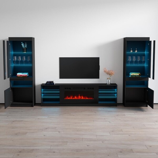 Boston 01 Electric Fireplace Modern Wall Unit Entertainment Center