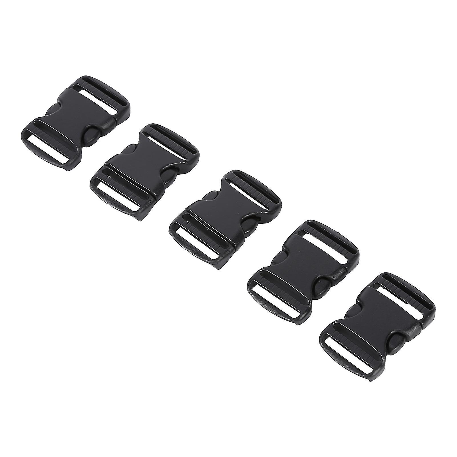 5pcs Quick Release Buckle Plastic Dual Adjustable Strap Buckles Replacement Diy Craft For Backpack Blackfor 20mm Width Strap