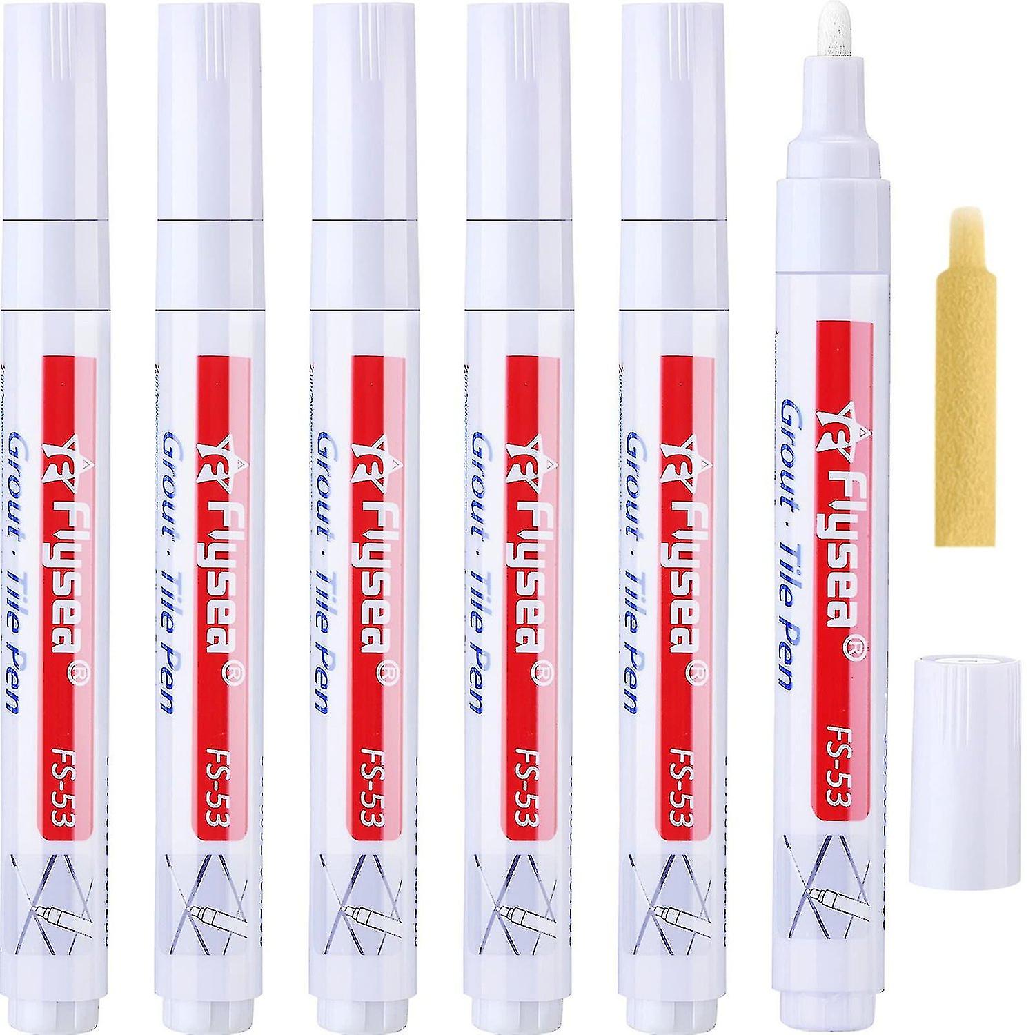 6 Pieces Tile Pen Wall Grout Restorer Pen Repair Marker Grout Filler Pen For Restoring Tile Wall Flo