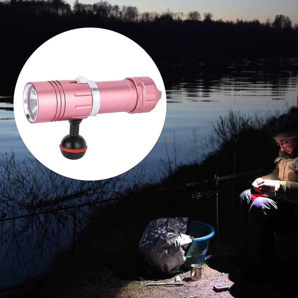 L2 Led Flashlight Torch 100m Diving Waterproof For Campingstepless Dimmingpink