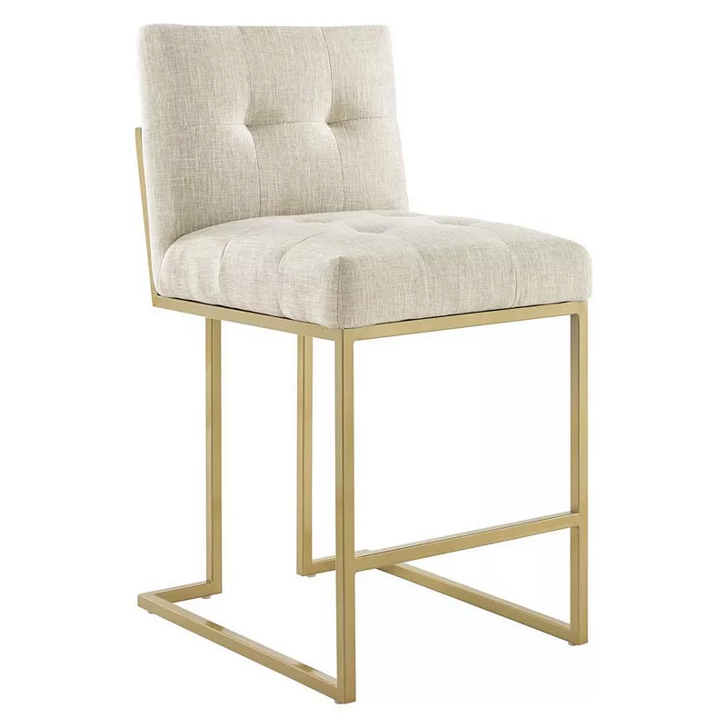 Modway Privy Gold Stainless Steel Upholstered Fabric Counter Stool