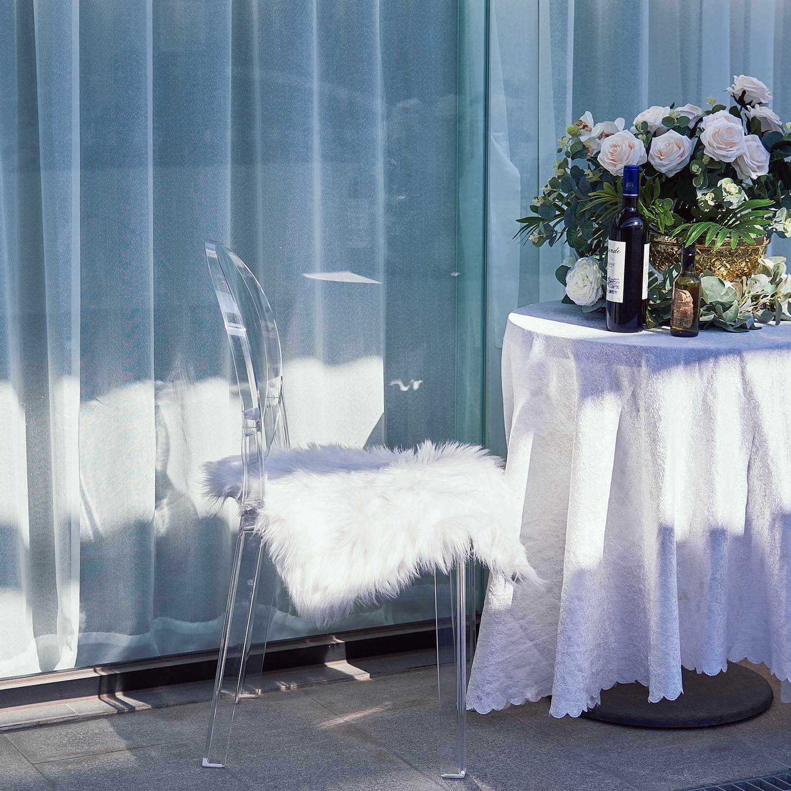 Clear Acrylic Banquet Ghost Chair With Oval Back, Transparent Armless Event Accent Chair