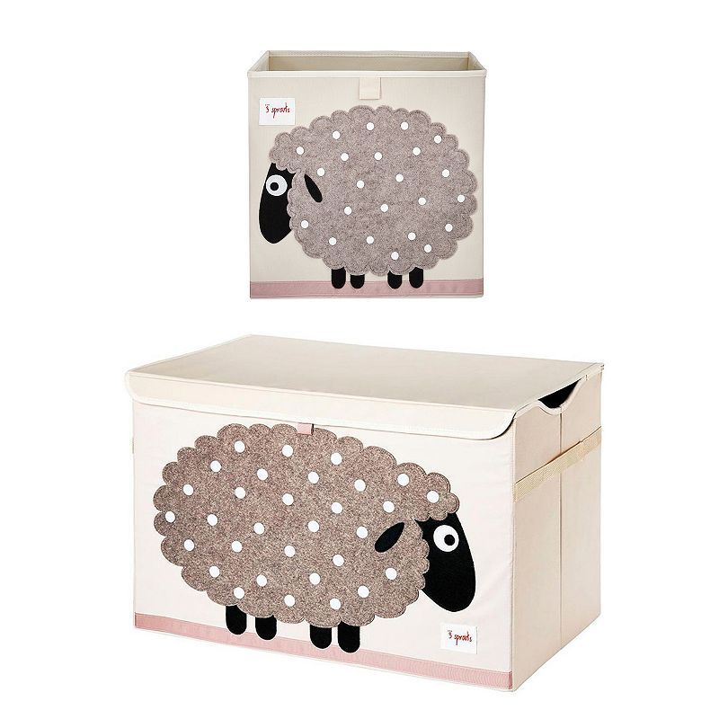 3 Sprouts Foldable Storage Box and Toy Chest Bin for Playroom， Polka Dot Sheep