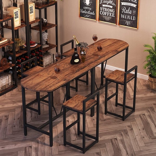 3-Piece Bar Table Set Kitchen Pub Dining Table with 2 Bar Stools