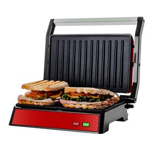 OVENTE GP0540R Electric Panini Press Grill and Sandwich Maker with Nonstick Coated Plates GP0540R