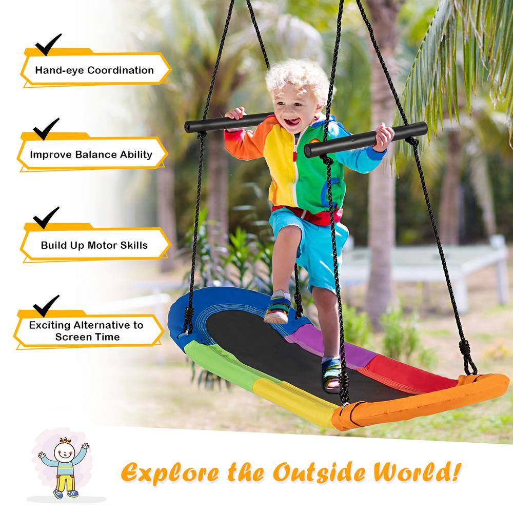 Costway Colorful Tree Swing Adjustable Oval Platform Set with Chain OP70325CL