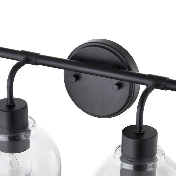 KAWOTI 3/4 Light Dimmable Black Vanity Light with Clear Glass Shades