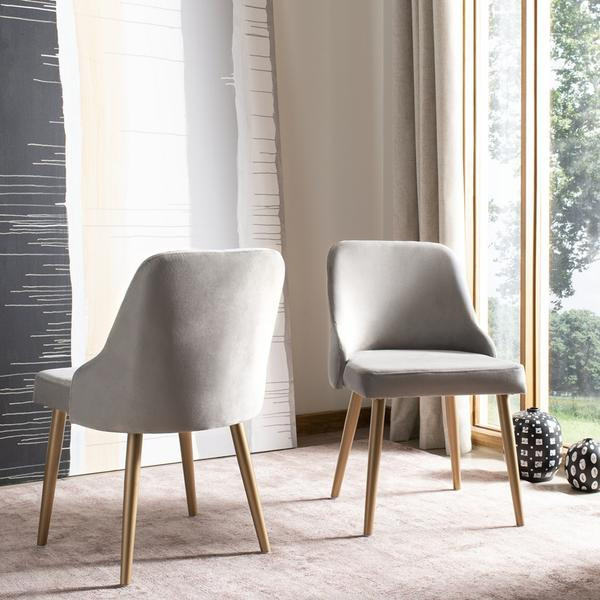 Celeste Upholstered Dining Chair Set of 2 Grey / Gold   Contemporary   Dining Chairs   by Virgil Stanis Design  Houzz