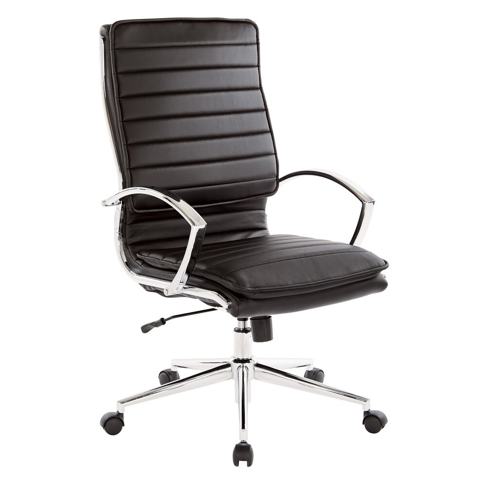 High Back Professional Managers Faux Leather Chair with Chrome Base and Removable Sleeves