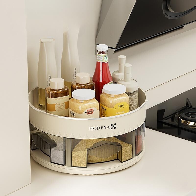 Rotating multifunctional condiment storage box