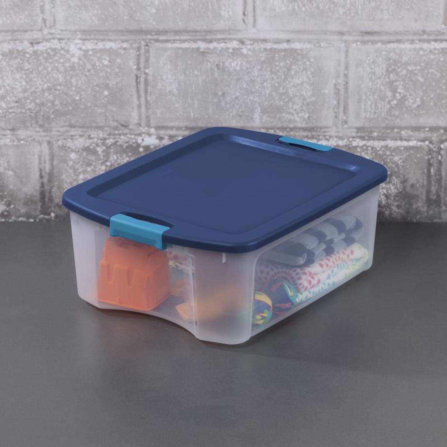 Sterilite 12 gal Blue/Clear Latch Storage Box 9-1/4 in. H X 23-5/8 in. W X 18-5/8 in. D Stackable