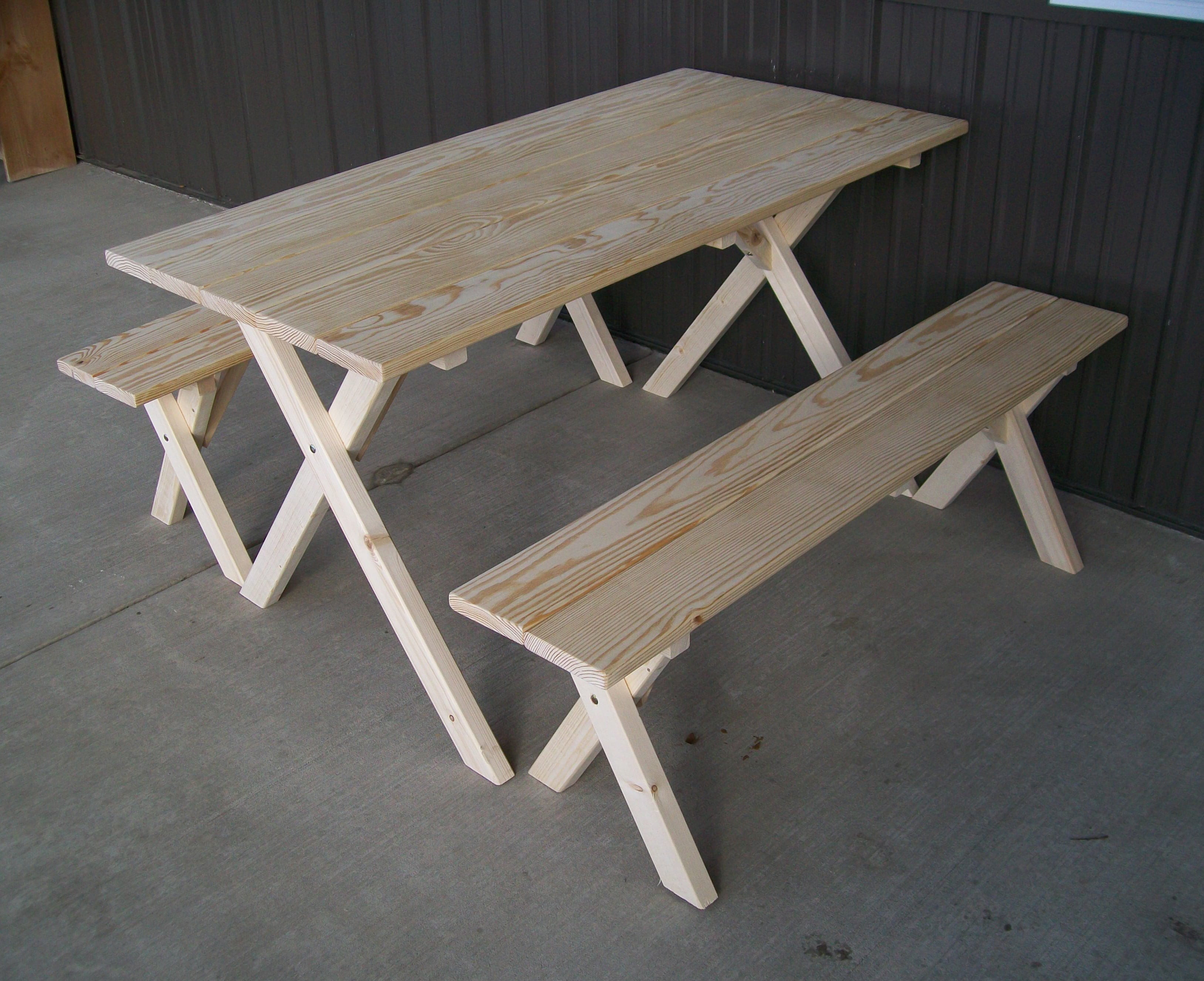 AandL Furniture Wooden Economy Picnic Table， Table Bench Set