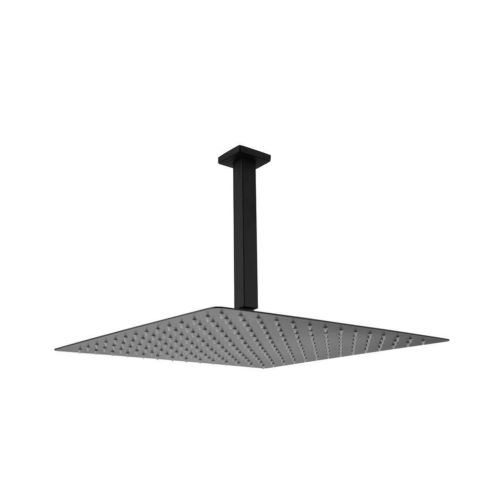 WELLFOR 1-Spray Patterns with 2.5 GPM 16 in. Ceiling Mount Rain Fixed Shower Head in Matte Black WA-F16-MB