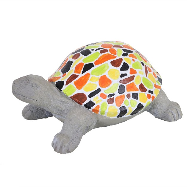 Mildred The Magnanimous Mosaic Polystone Turtle Statue With Hand painted Shell