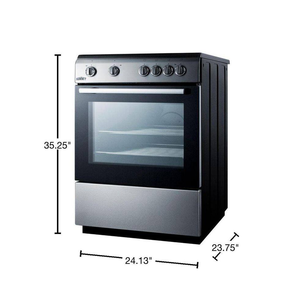 Summit Appliance 24 in. 2.4 cu. ft. Slide-In Electric Range in Stainless Steel CLRE24E