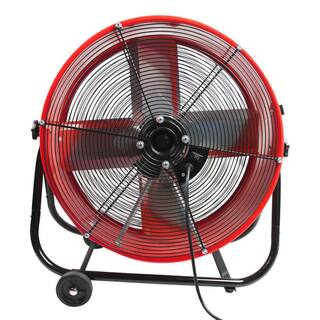 Maxx Air 24 in. 2 Fan Speeds Drum Fan in Red with Snap-On Wheels BF24TFREDUPS