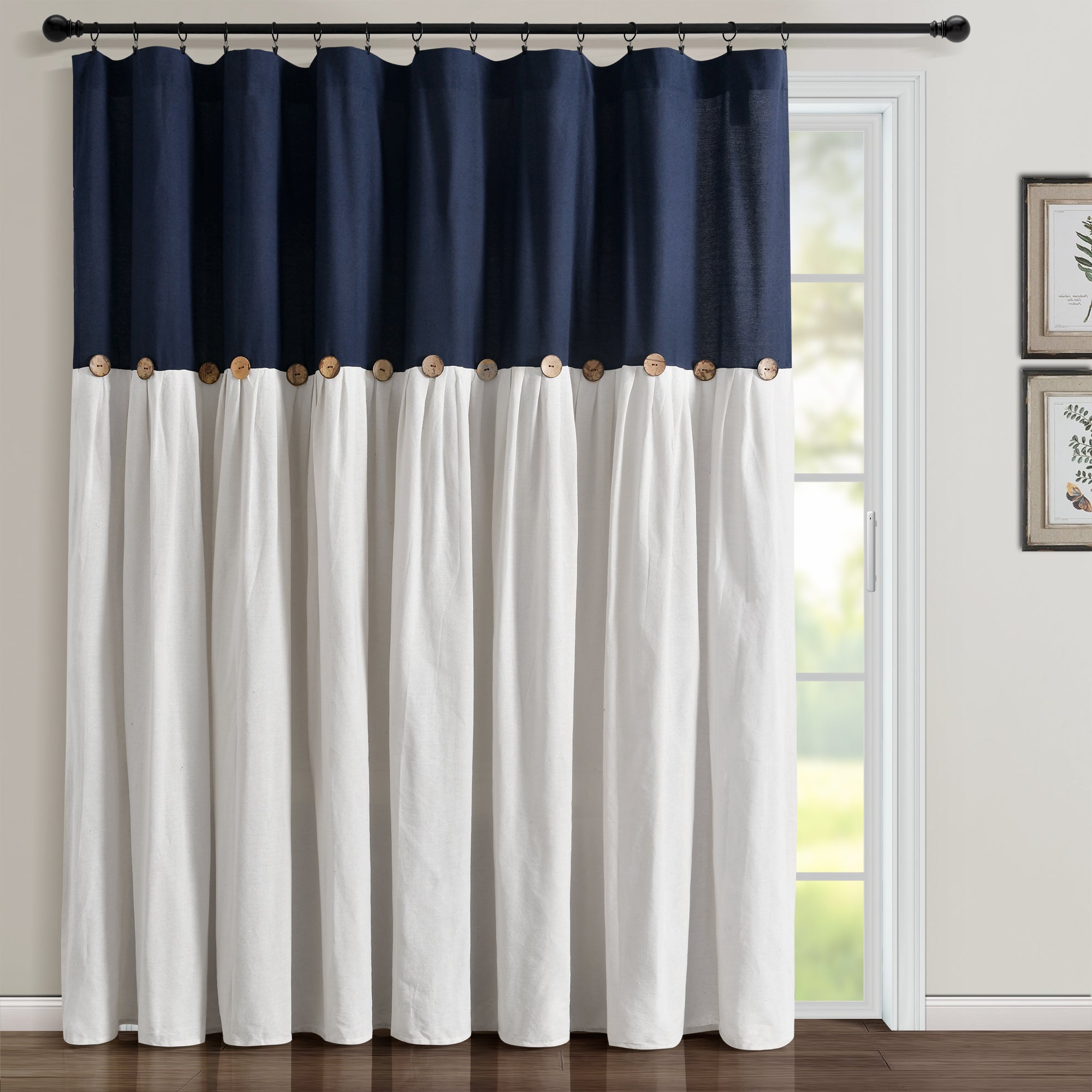 Linen Button Window Curtain Panel