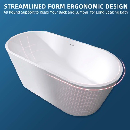 63 Acrylic Free Standing Tub   Classic Oval Shape...