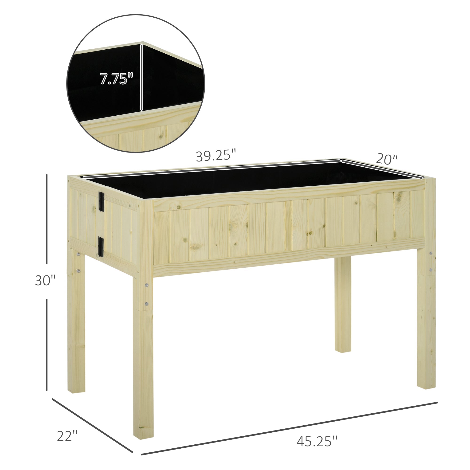 Outsunny Raised Garden Bed Elevated Wooden Planter Box with Space-Saving Folding Design, Drainage Holes, & Inner Liner for Vegetable Fruit Herb Grow