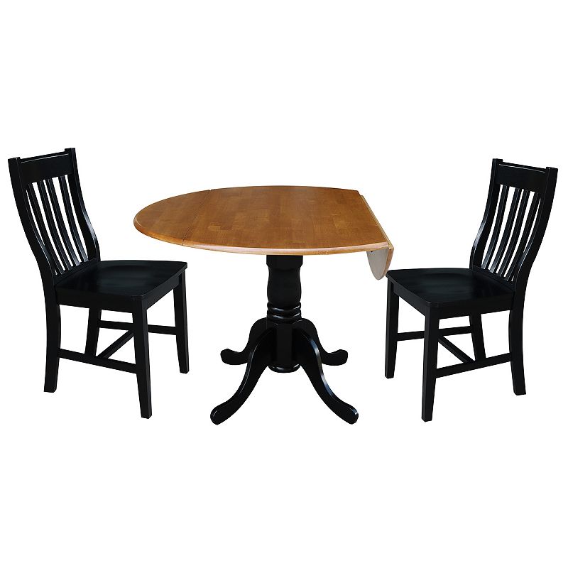 International Concepts Drop Leaf Table and Slat Chair 3-piece Set