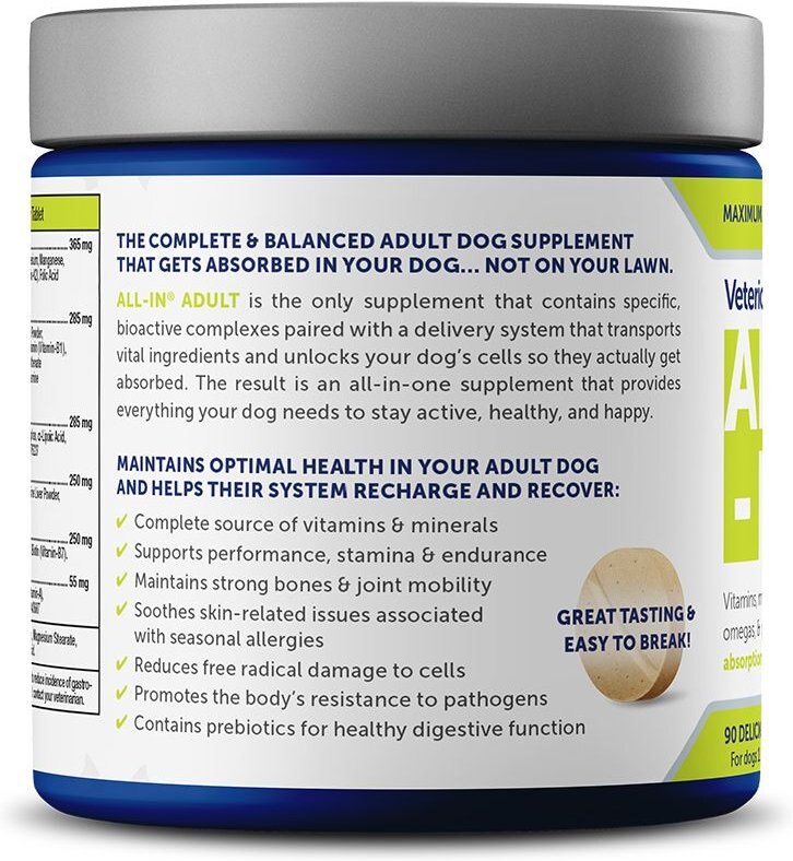 Vetericyn ALL-IN Life-Stage Adult Dog Supplement， 90 count