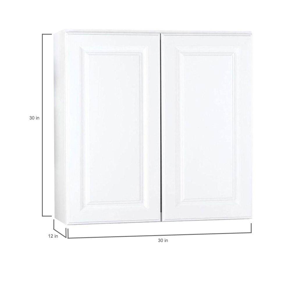 Hampton Bay Hampton 30 in. W x 12 in. D x 30 in. H Assembled Wall Kitchen Cabinet in Satin White KW3030-SW