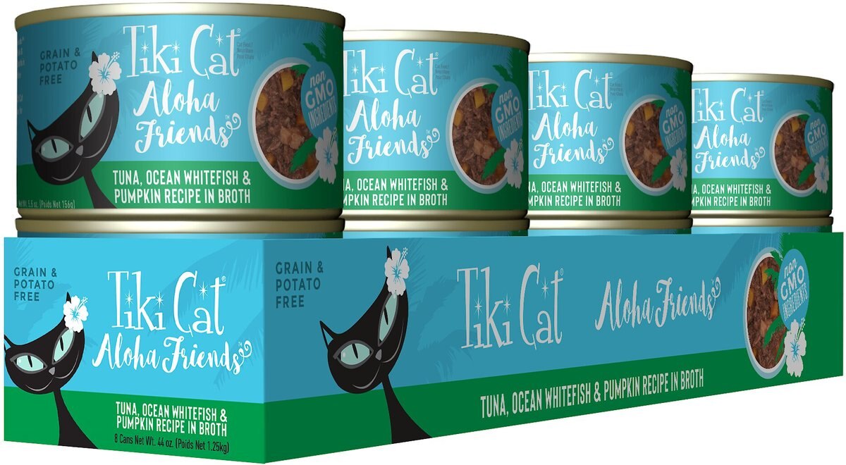 Tiki Cat Aloha Friends Tuna with Ocean Whitefish and Pumpkin Grain-Free Wet Cat Food