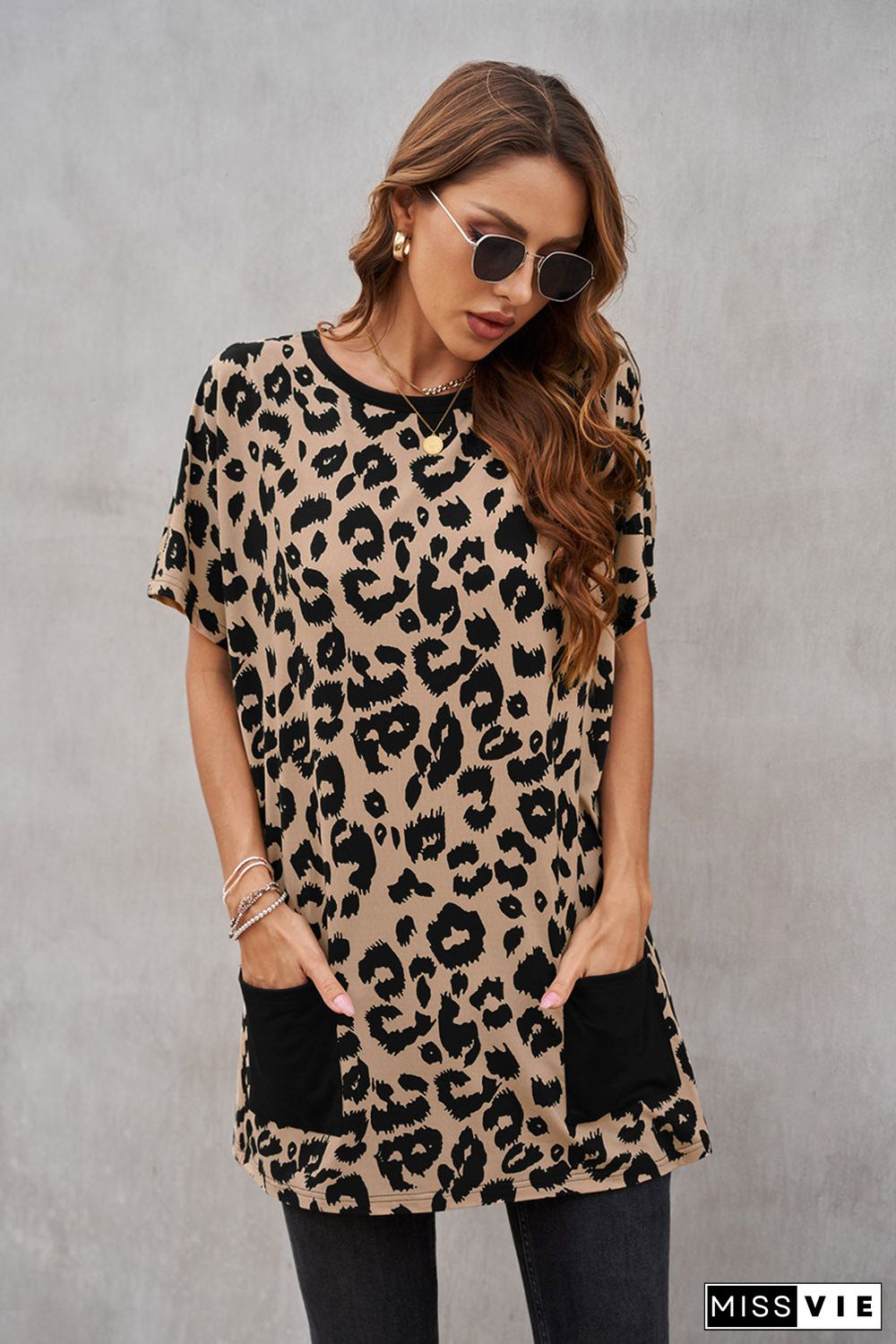 Print Pocketed T-Shirt Mini Dress