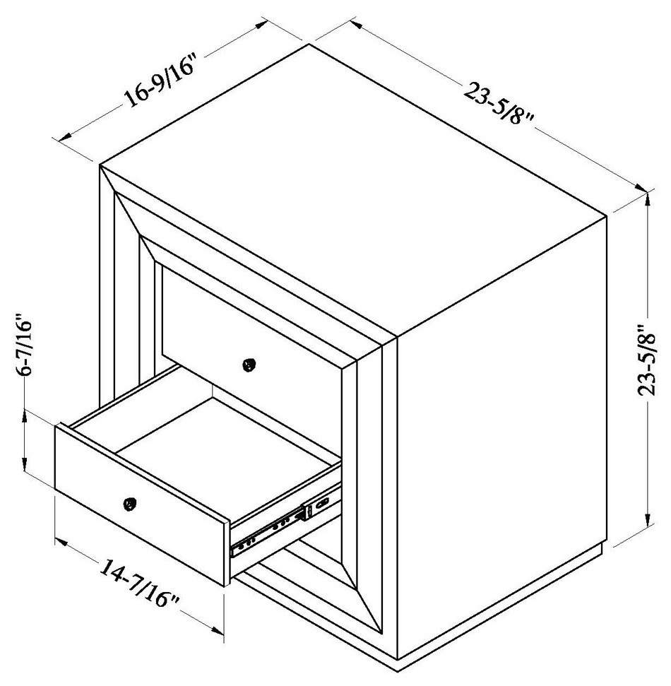 Modern Malibu Side Table Clear Smoked Black Mirrored Finish 2 Drawers   Contemporary   Accent Chests And Cabinets   by Zuri Furniture  Houzz