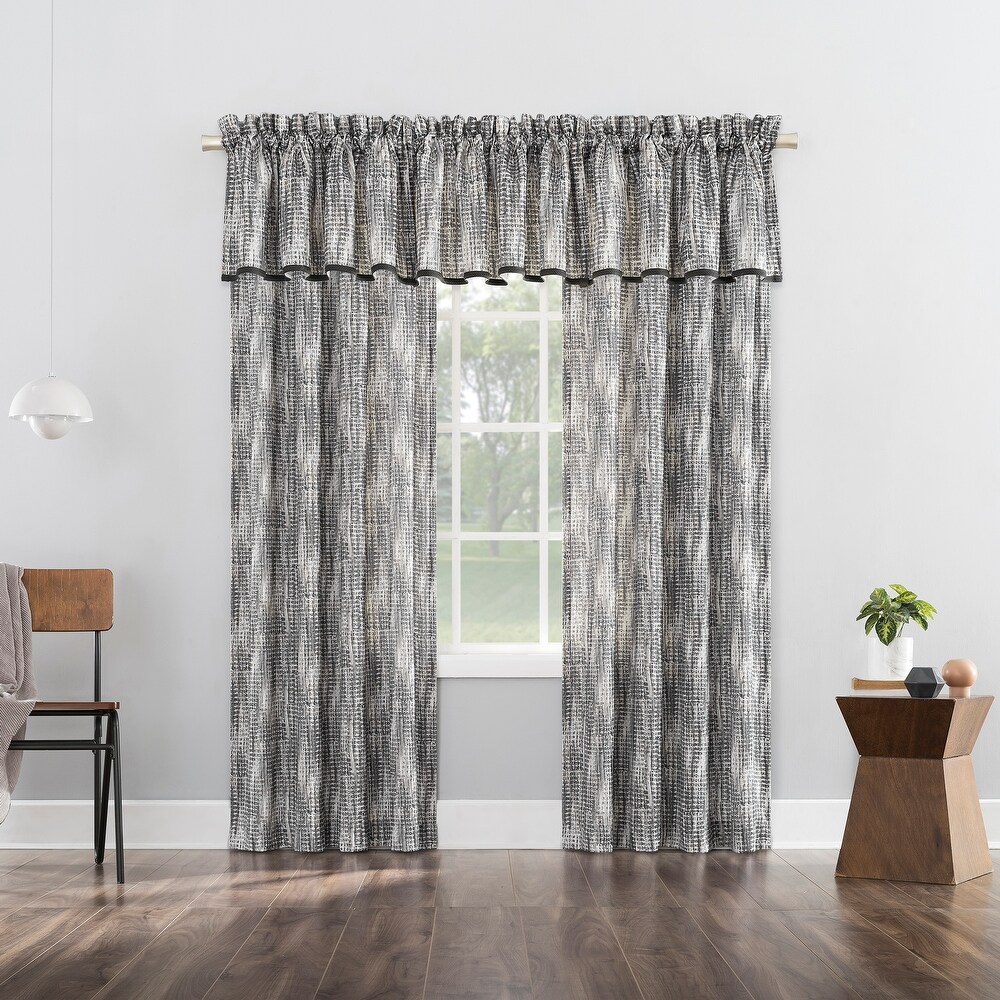 No. 918 Aran Crosshatch Print Semi Sheer Rod Pocket Curtain Panel  Single Panel