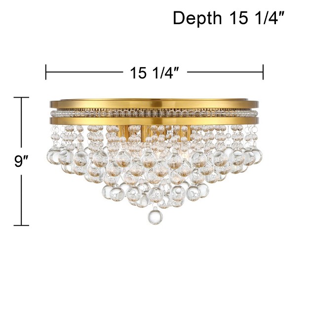 Wide Brass 6 light Clear Crystal For Bedroom Kitchen Living Room Hallway