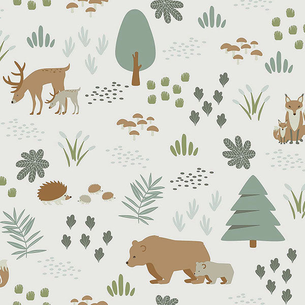 Sample Finola Moss Bears Wallpaper from the Fable Collection