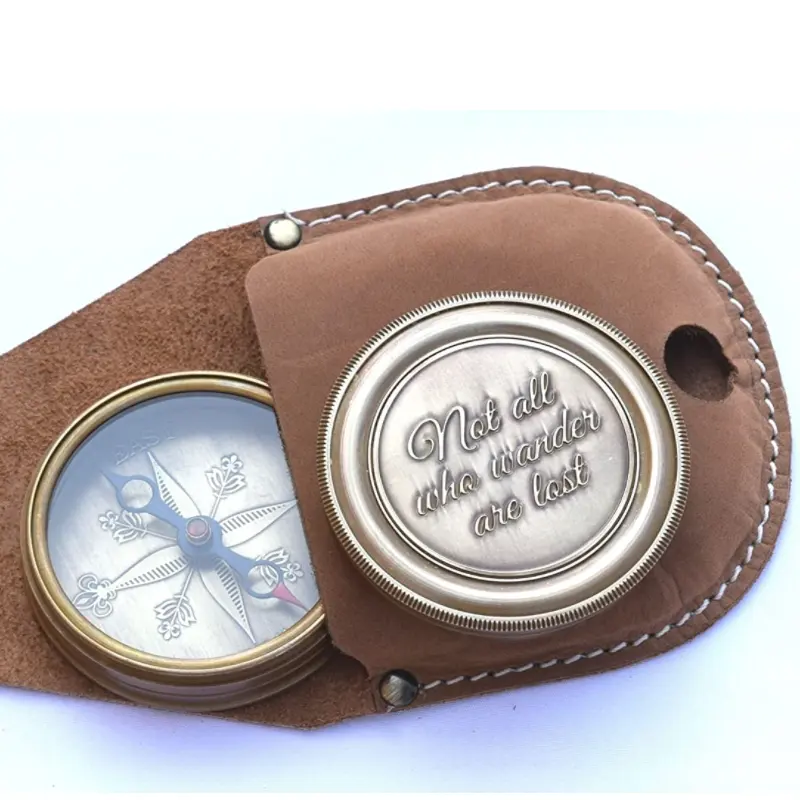 Custom Genuine Leather Compass Protector Case Compass Sleeve for Camping Hiking and picnic