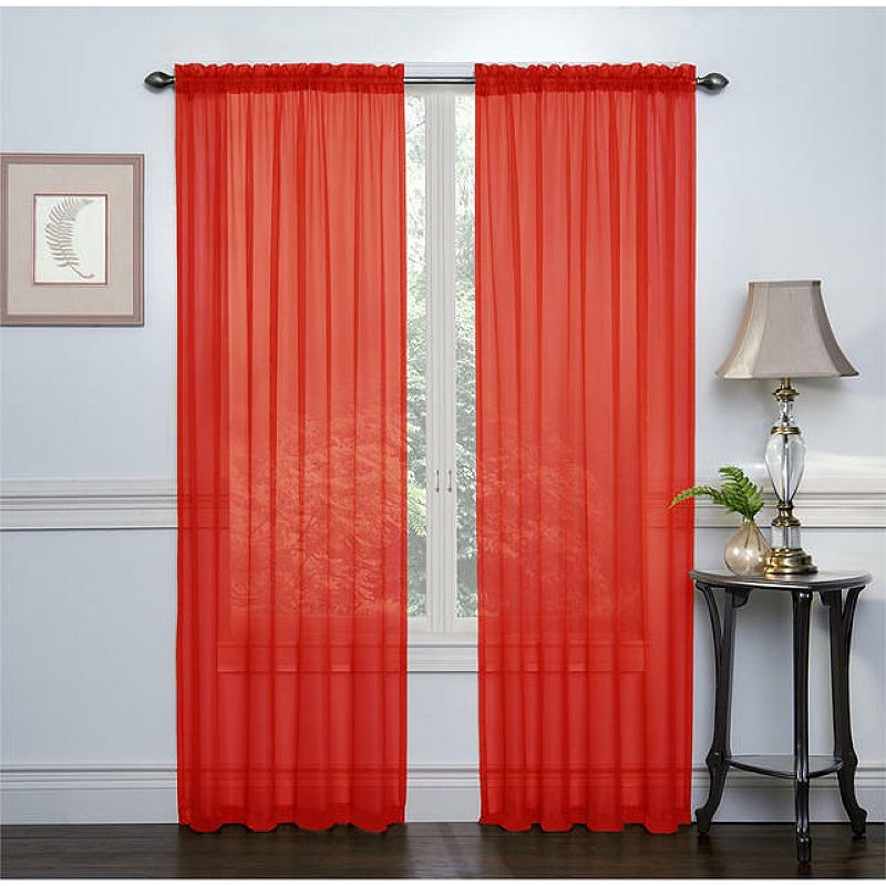 GoodGram 2 Piece Rod Pocket Elegant Sheer Voile Curtain Panels