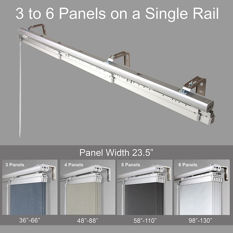 Rod Desyne Woven Gray 6-Panel Single Rail Panel Track Room Extendable Divider